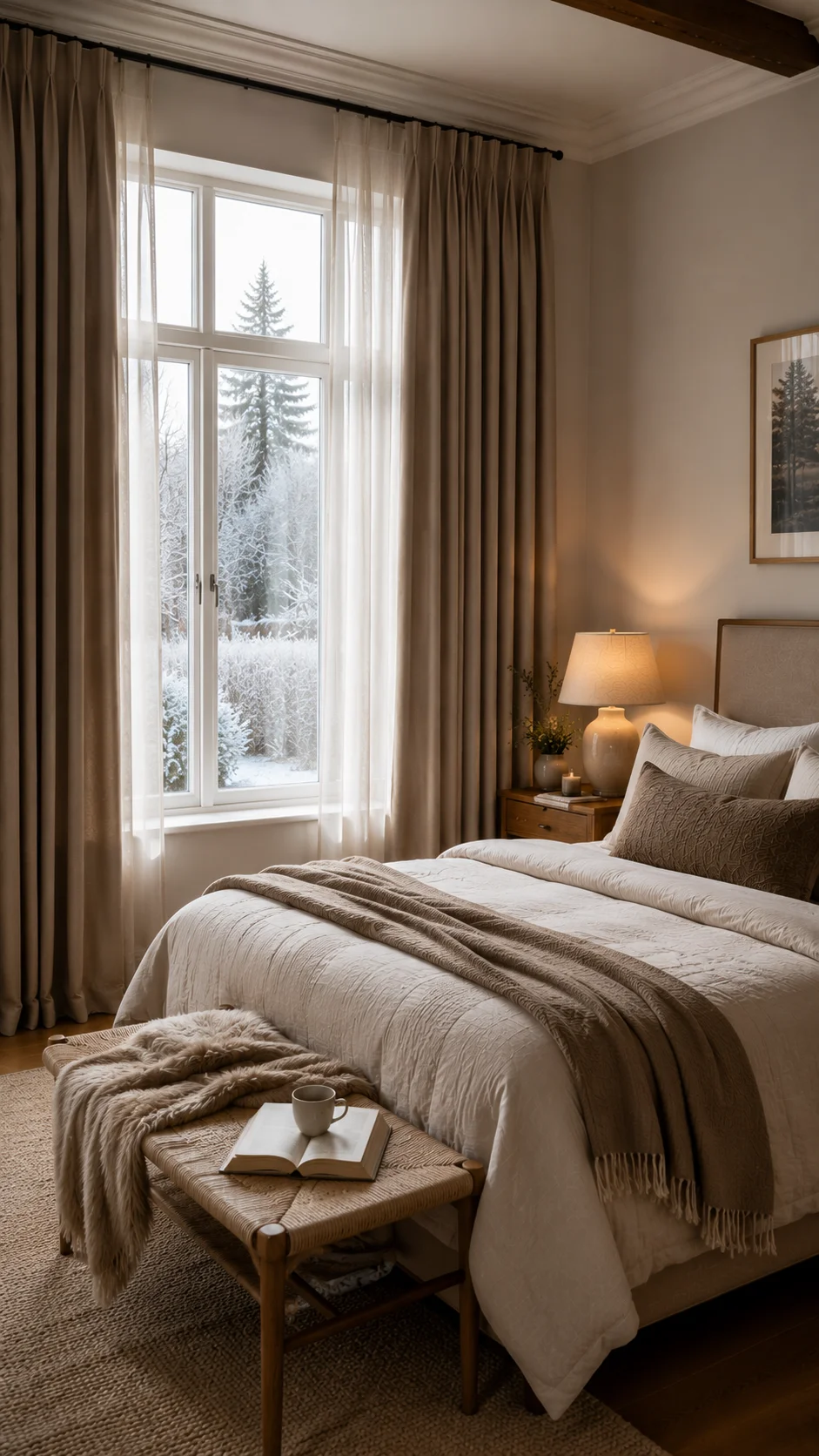 Thermal lined curtains in a draughty attic bedroom in Ireland